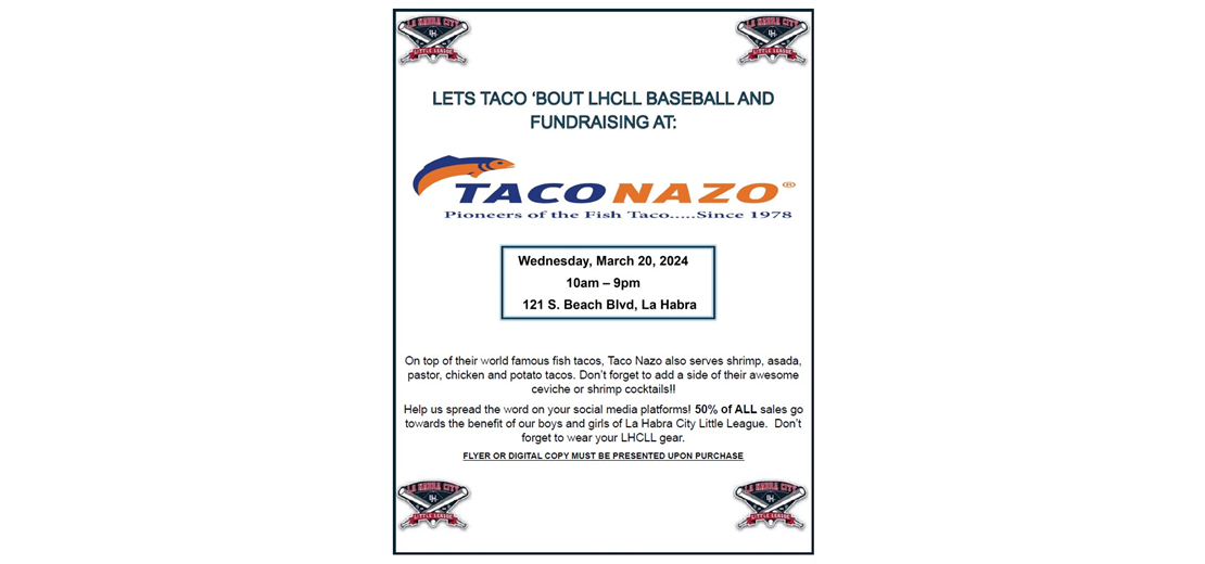 Taco Nazo Fundraiser 3/20/24